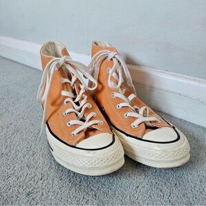 Converse High-Top Sneakers in Orange and White